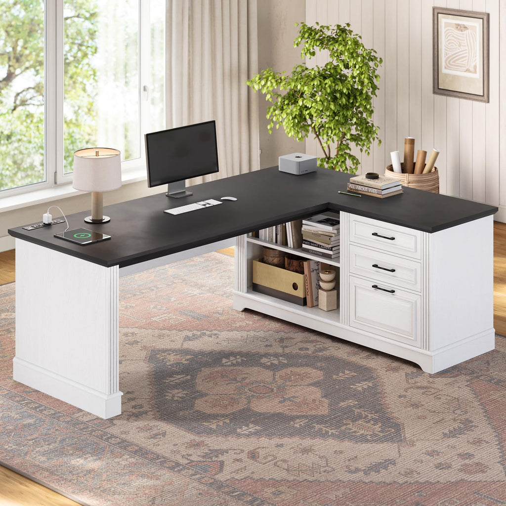 61" L Shaped Desk with Drawers N6977