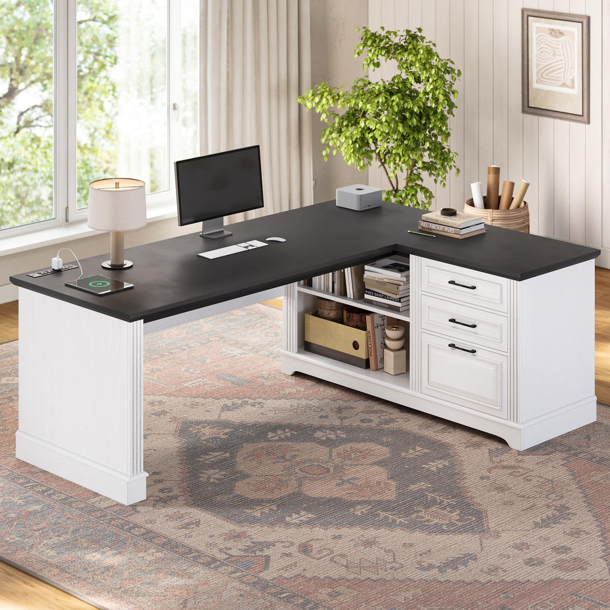 61" L Shaped Desk with Drawers N6977