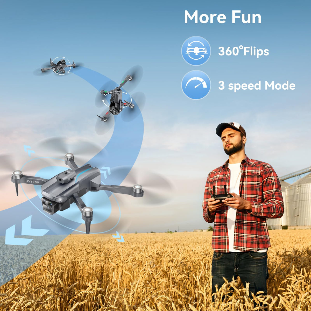 Foldable Mini Drone with Camera 1080P, 3 Batteries D10746