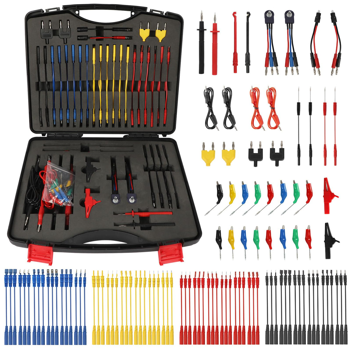 110 Pcs Automotive Circuit Test Lead Kit with Black Carrying Case Q8484