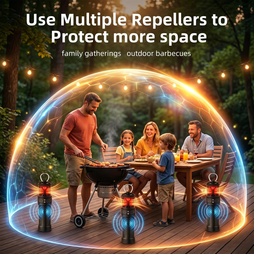 Portable Ultrasonic Mosquito Repeller with Carabiner Hook (6 Refills) L3119