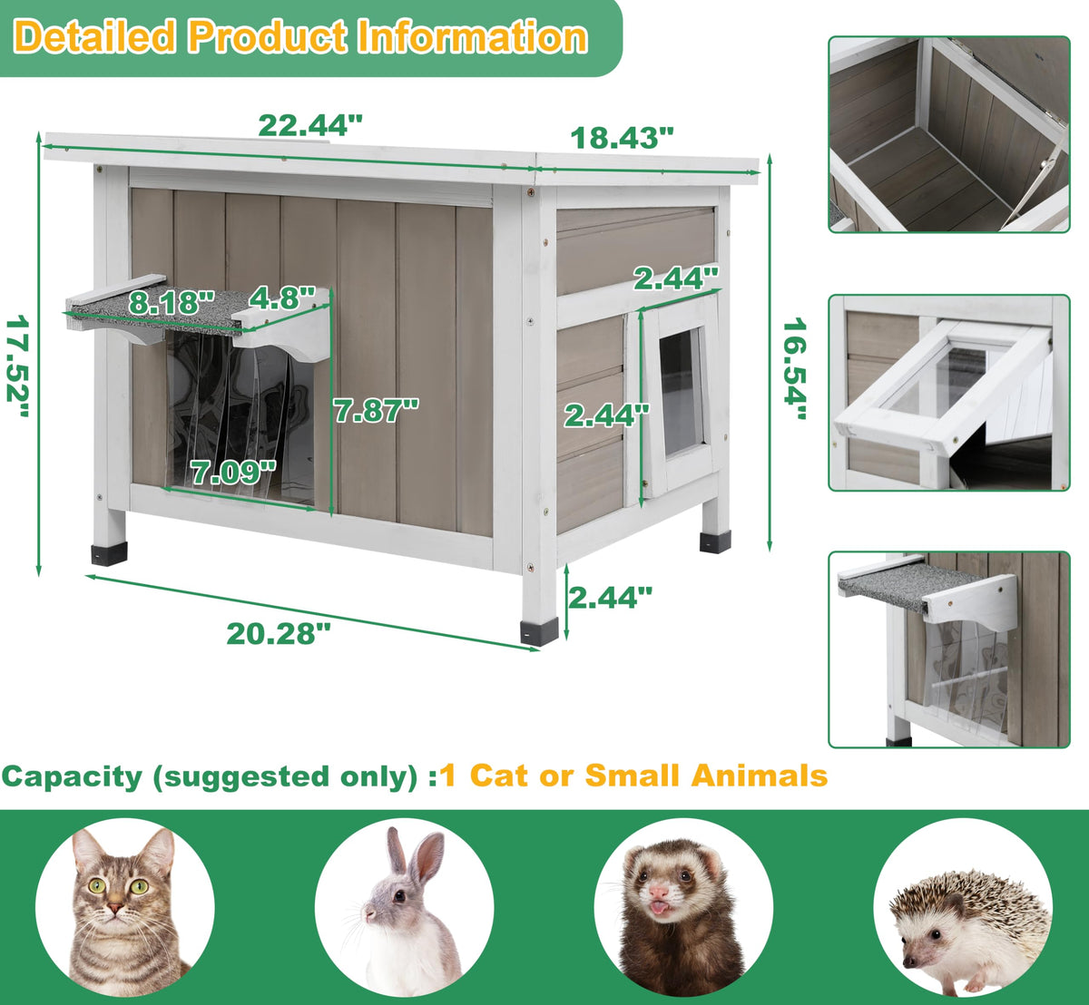 Weatherproof Outdoor Cat House V395
