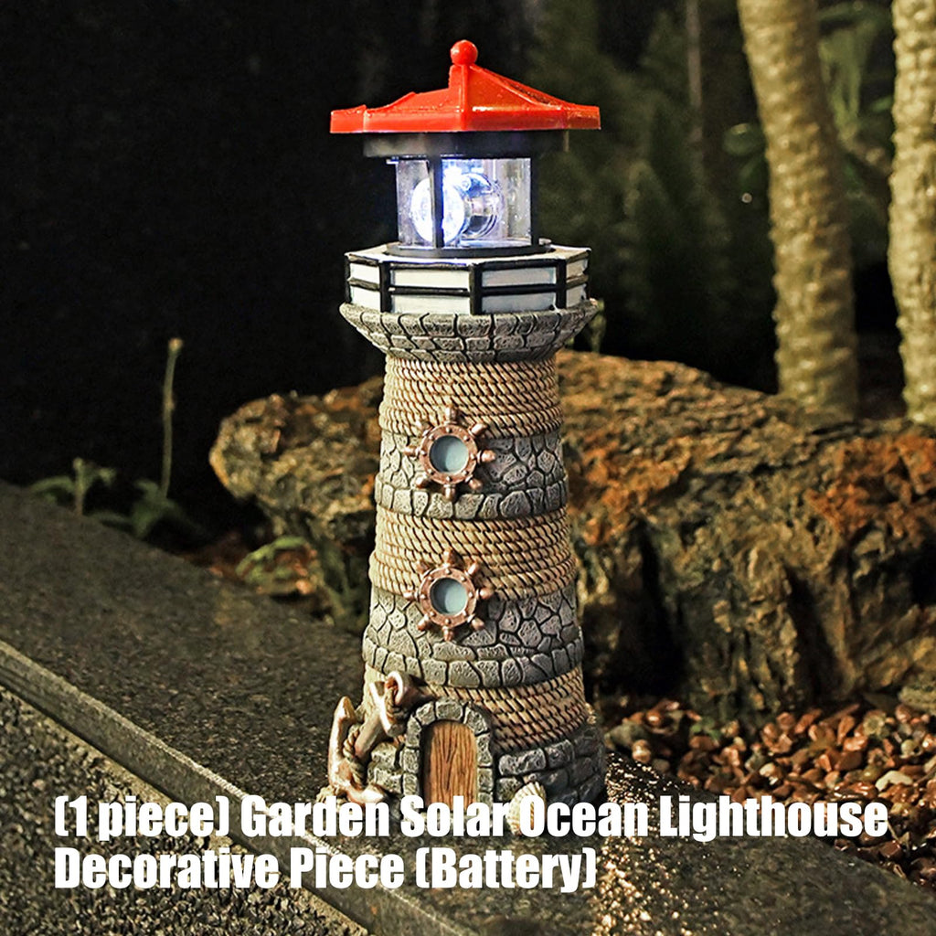 Solar Powered Resin Lighthouse Ornament W1379
