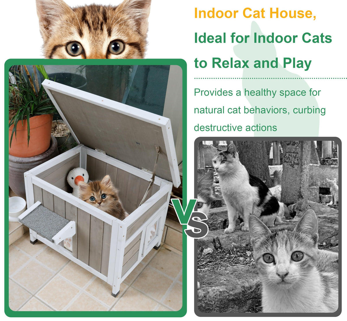 Weatherproof Outdoor Cat House V395