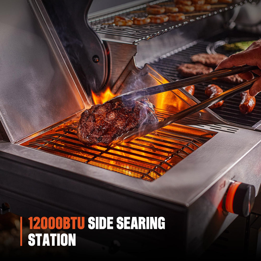 6+1 Burner Propane Gas Grill with Cover and Rotisserie Kit K202