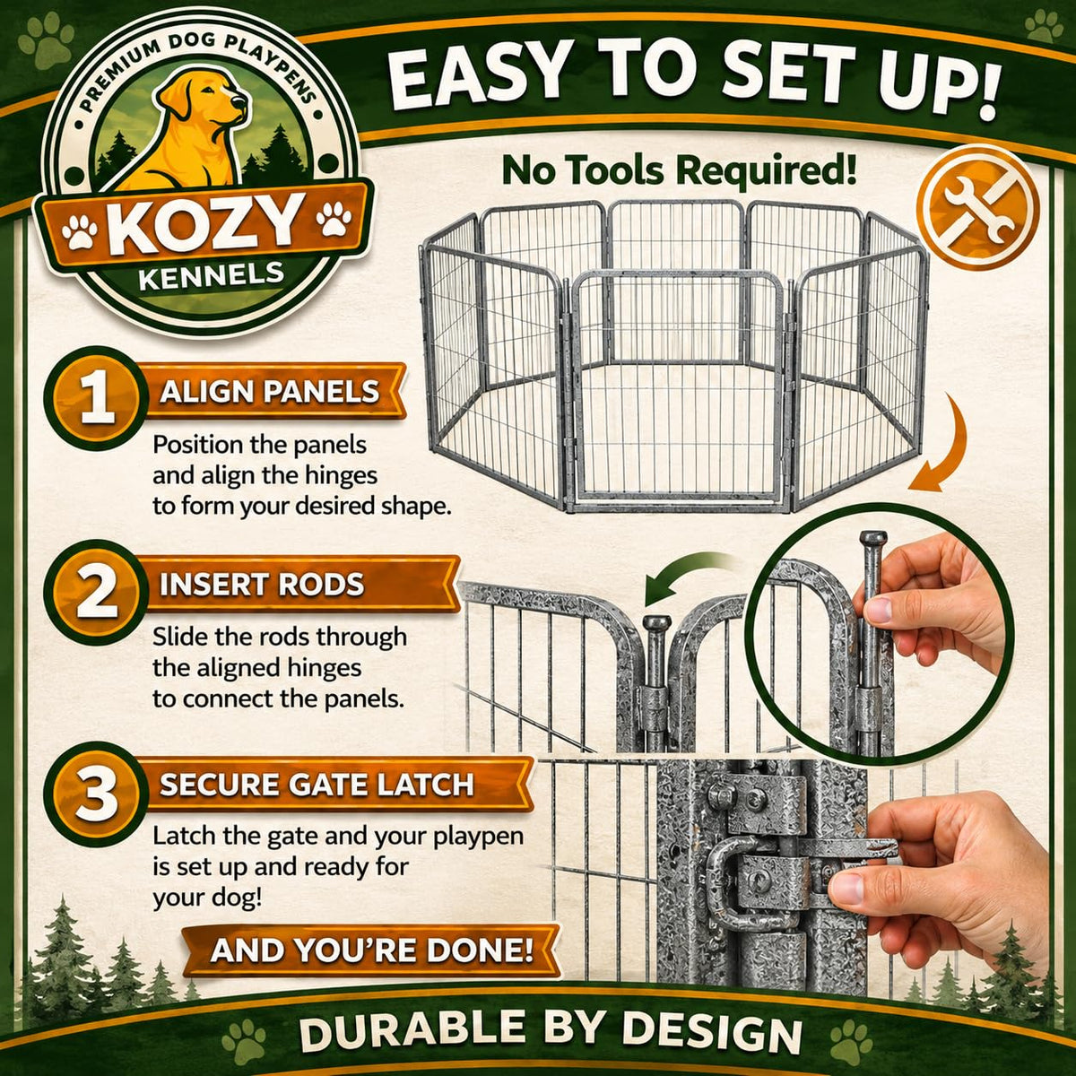 32'' 16 Panels Grey Metal Heavy Duty Dog Play Pen S597