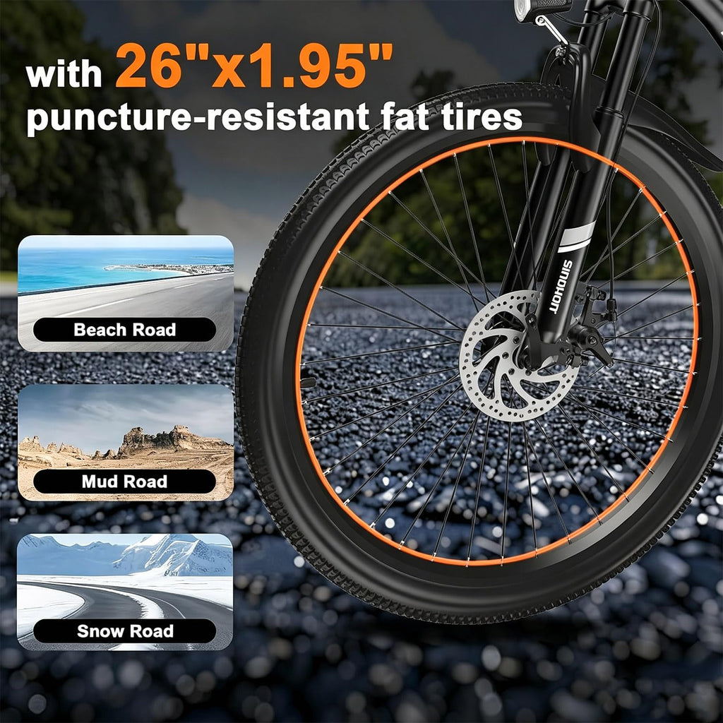 26" Electric Bike with 750W Peak Motor and 7-Speed J1979