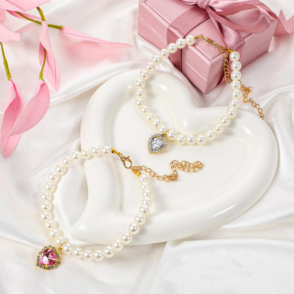 Pink White Pearl Cat Dog Collar M150500