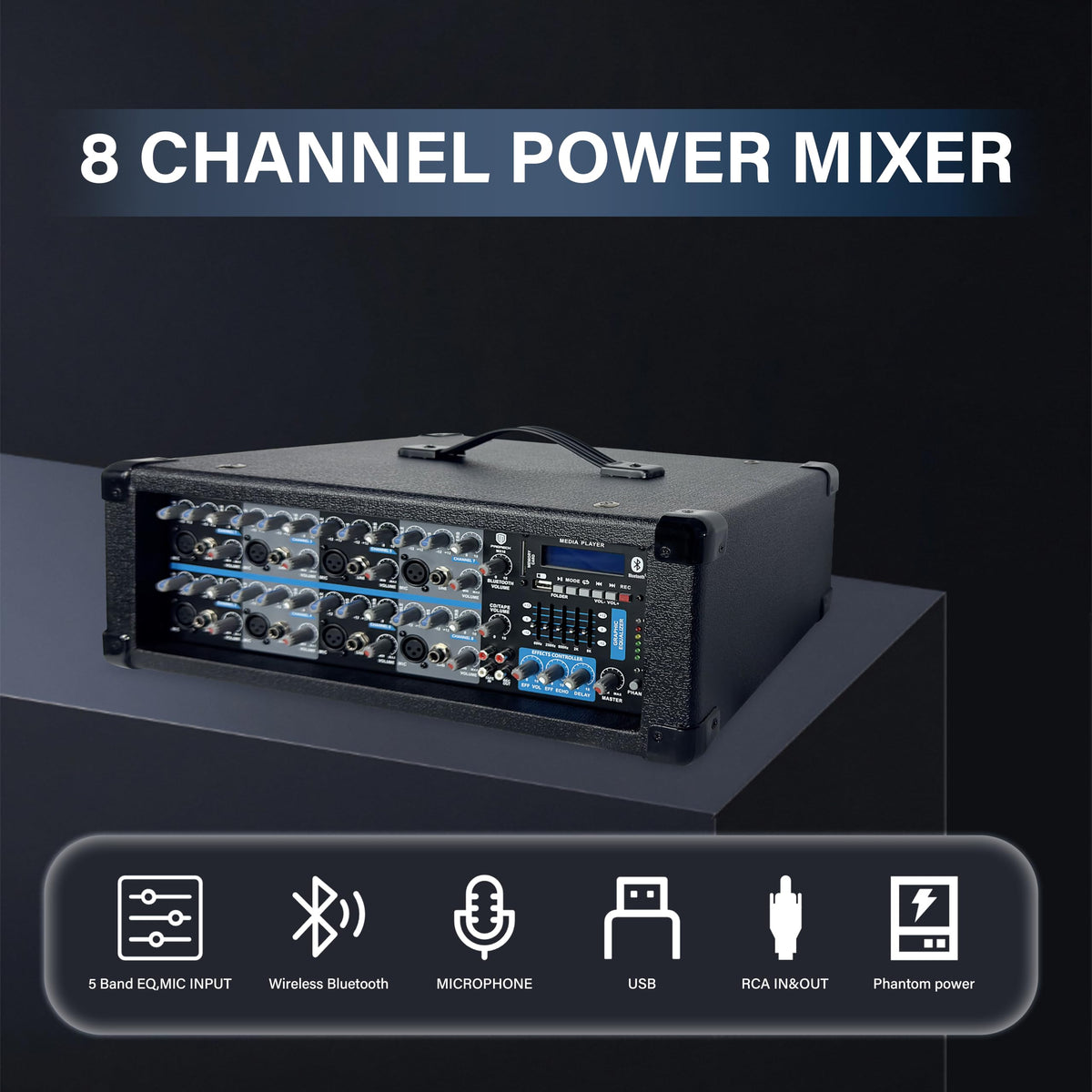 2400W Bluetooth PA Speaker System with Powered Mixer and Passive Speakers Y630931