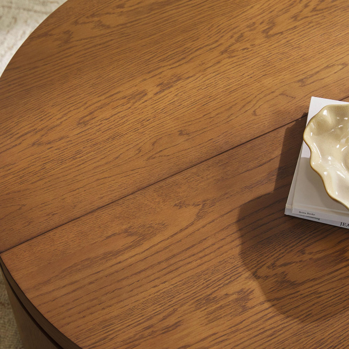 Solid Oak Wood Veneer Coffee Table with Storage, 36 Inch, Medium Brown Oak P22747