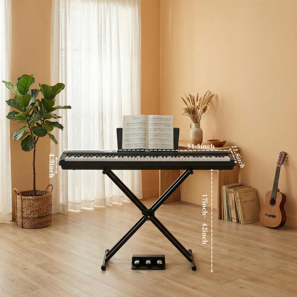 88 Key Weighted Hammer Action Digital Piano with Stand and 3 Pedal Unit H59066