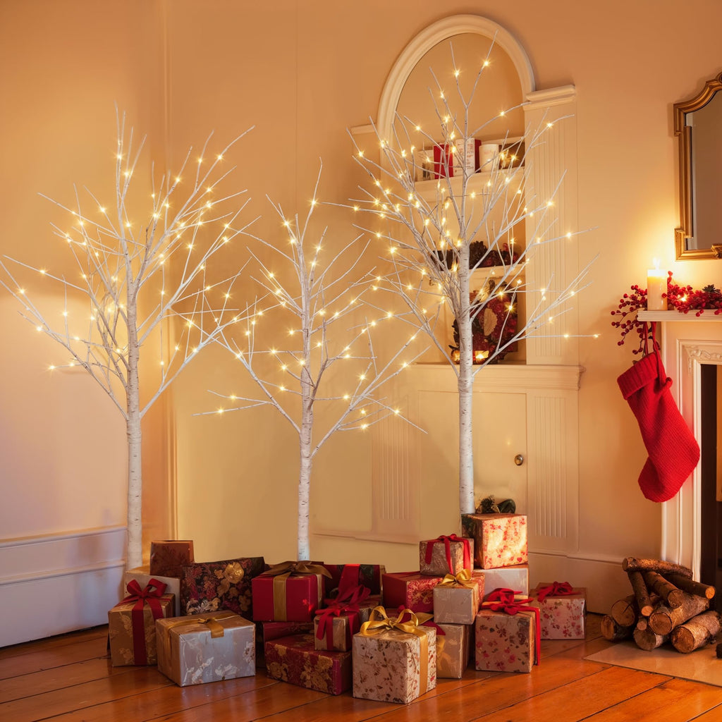White Birch Tree Set with 246 LED Lights S812022
