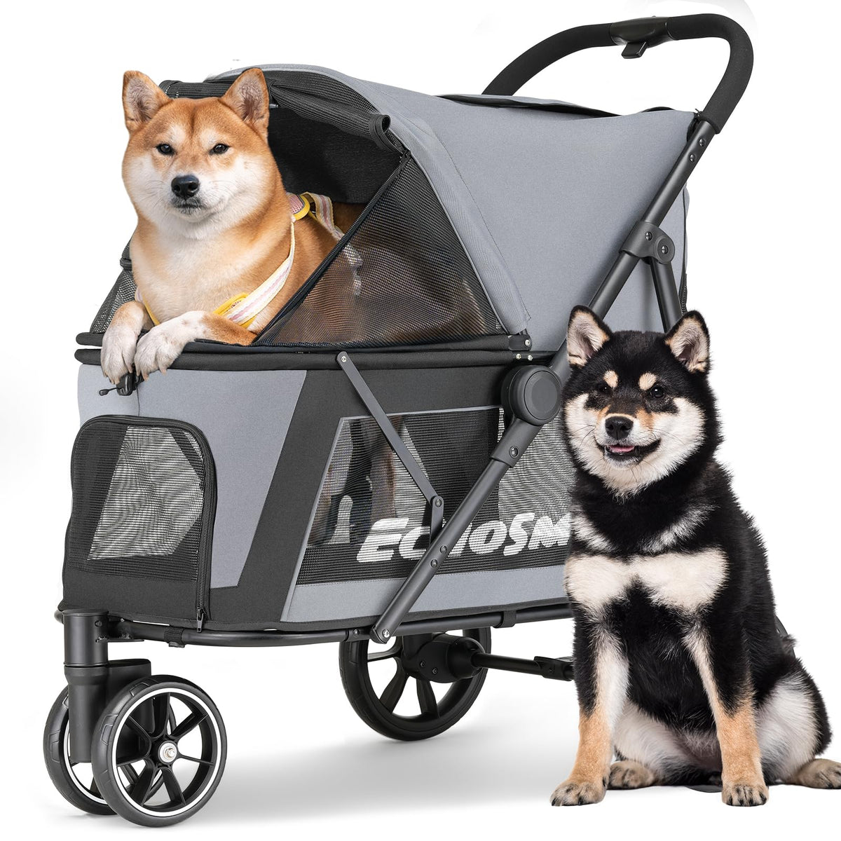 Foldable 3 Wheels Gray Dog Stroller N699