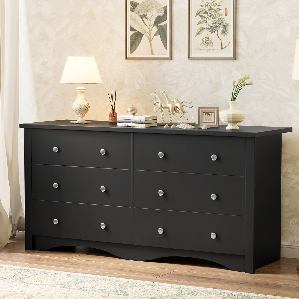Black 6 Drawer Dresser L413