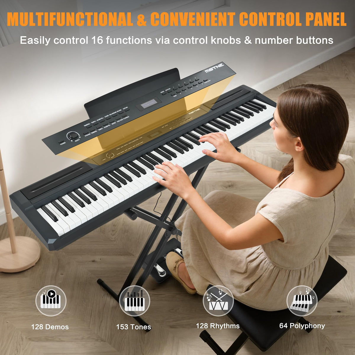 88 Key Weighted Hammer Action Digital Piano with Stand and 3 Pedal Unit H59066