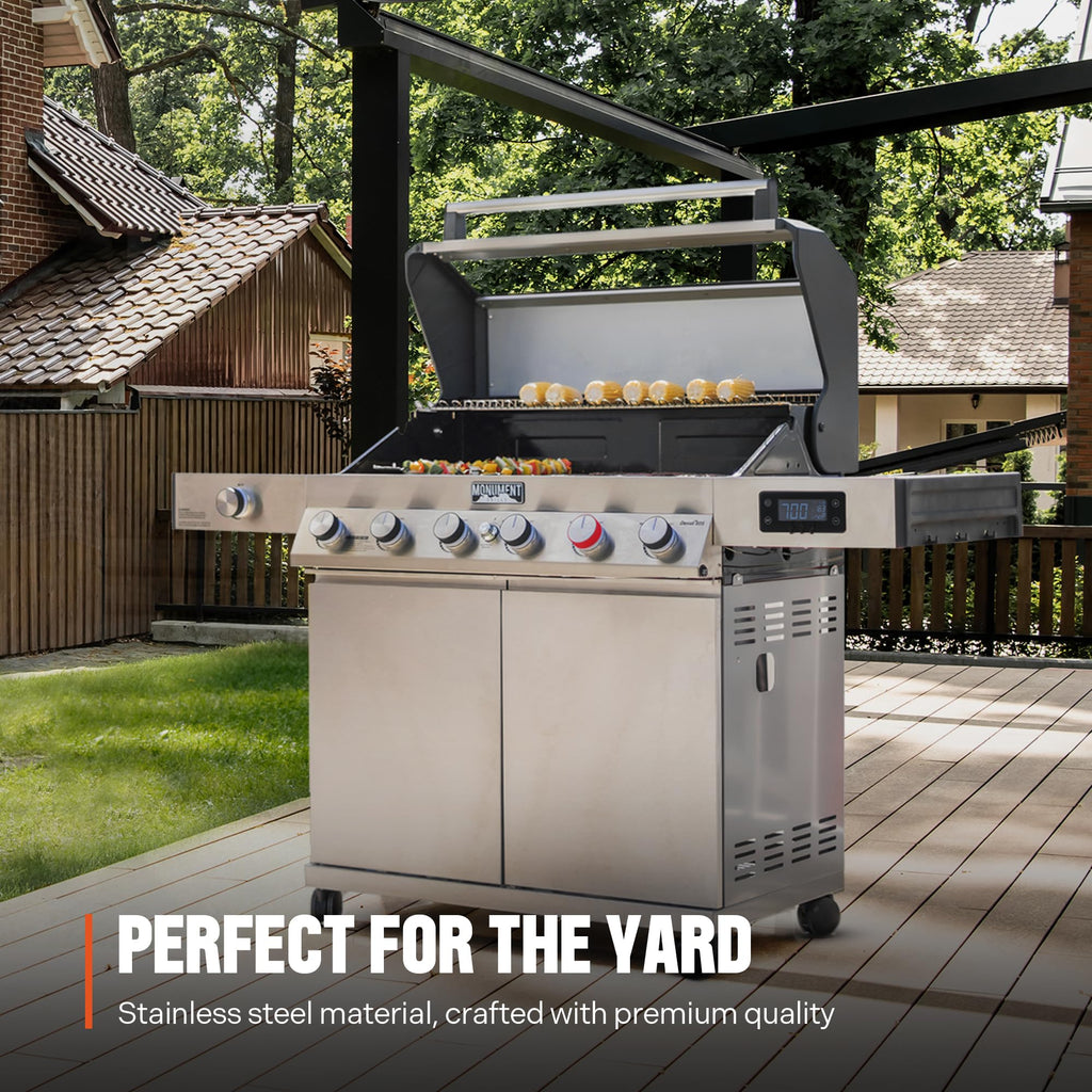 6+1 Burner Propane Gas Grill with Cover and Rotisserie Kit K202