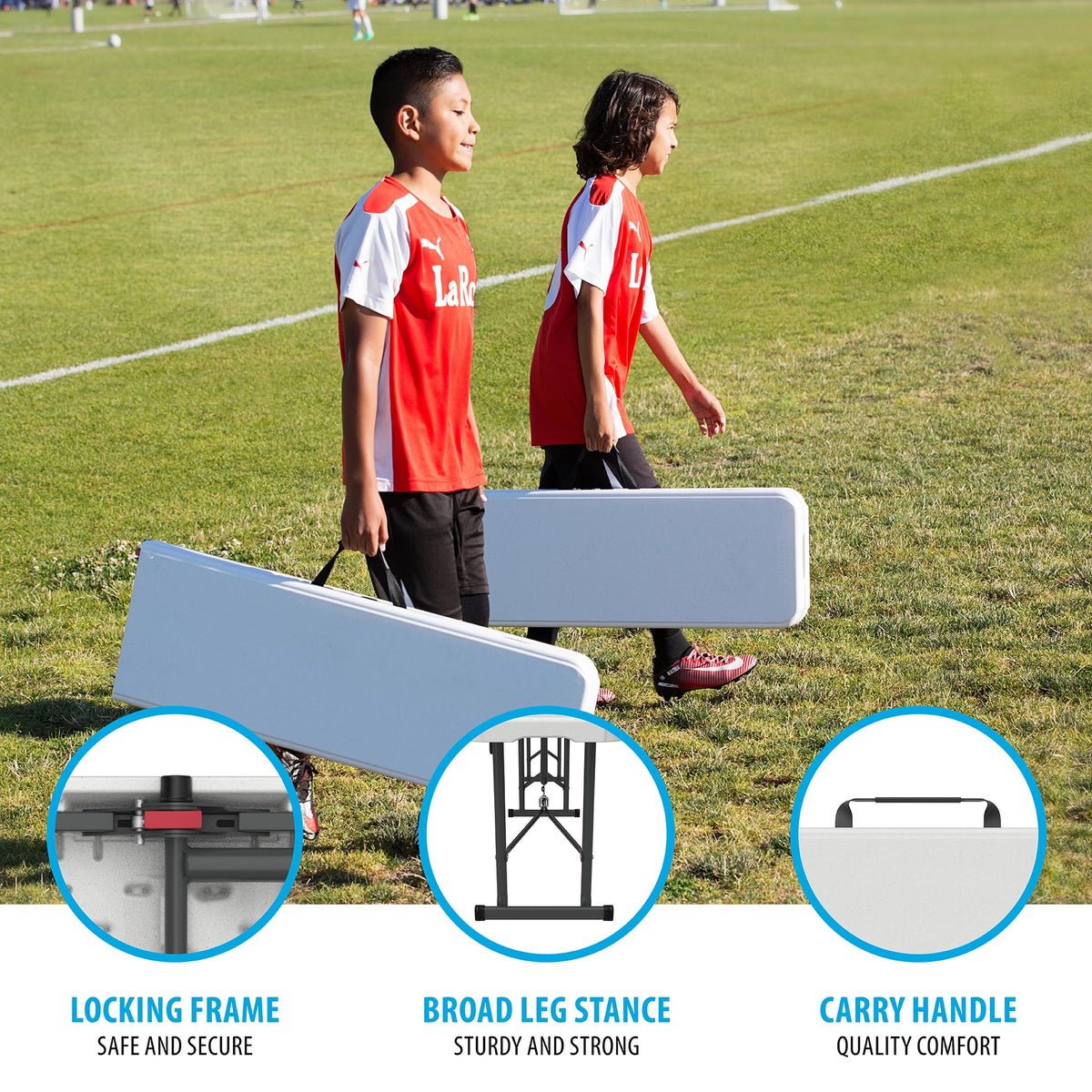 Portable Folding Bench, 6-Foot, UV-Resistant, Powder-Coated Steel W463046