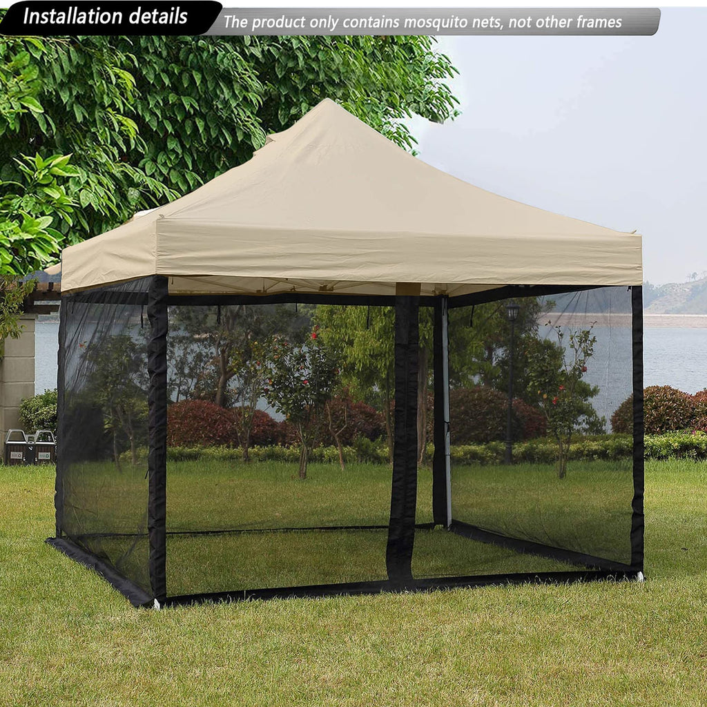 10x10 Black Replacement Mosquito Netting Sidewall Screen with Zipper I285044