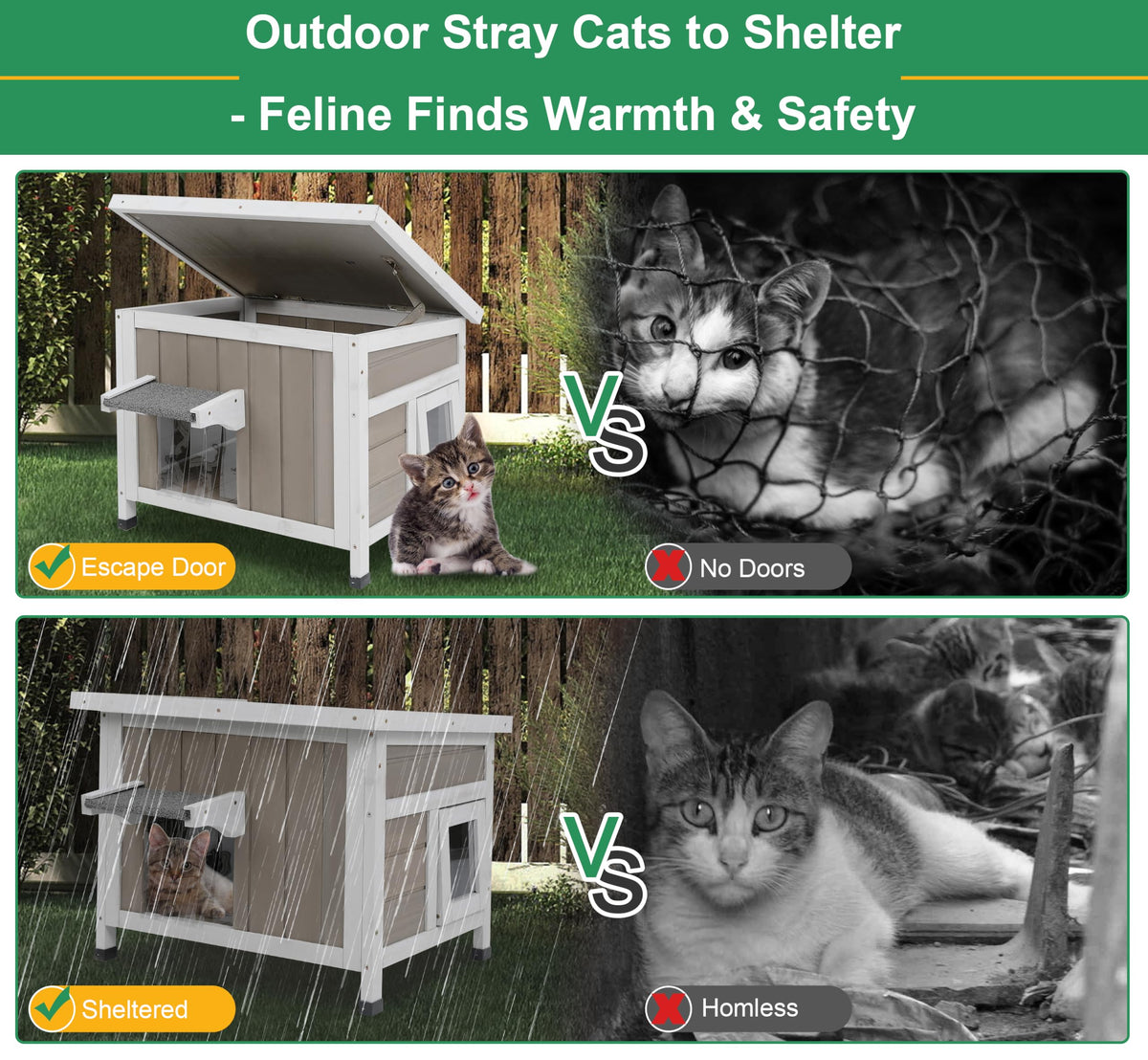 Weatherproof Outdoor Cat House V395