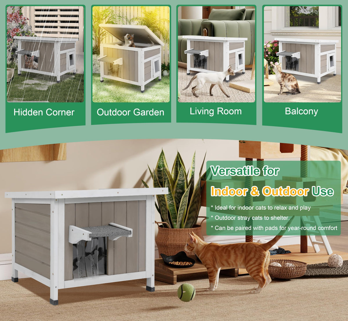 Weatherproof Outdoor Cat House V395