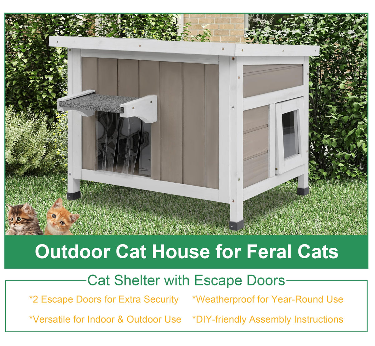Weatherproof Outdoor Cat House V395