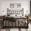 14" Full Size Black Metal Platform Bed Frame with Headboard and Footboard E289