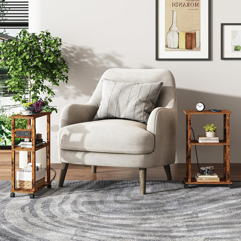 Small Narrow Side Table with Charging Station G416