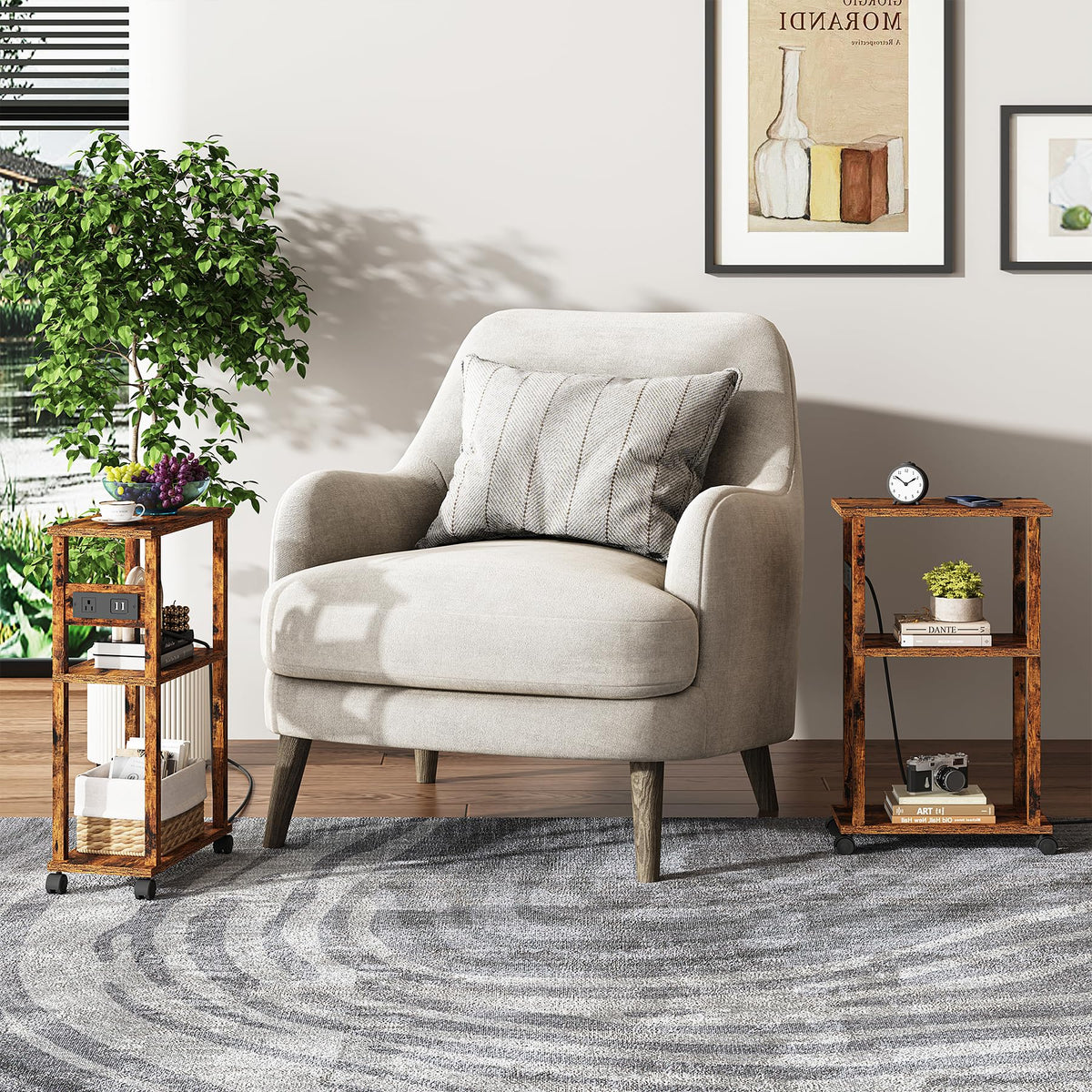 Small Narrow Side Table with Charging Station G416