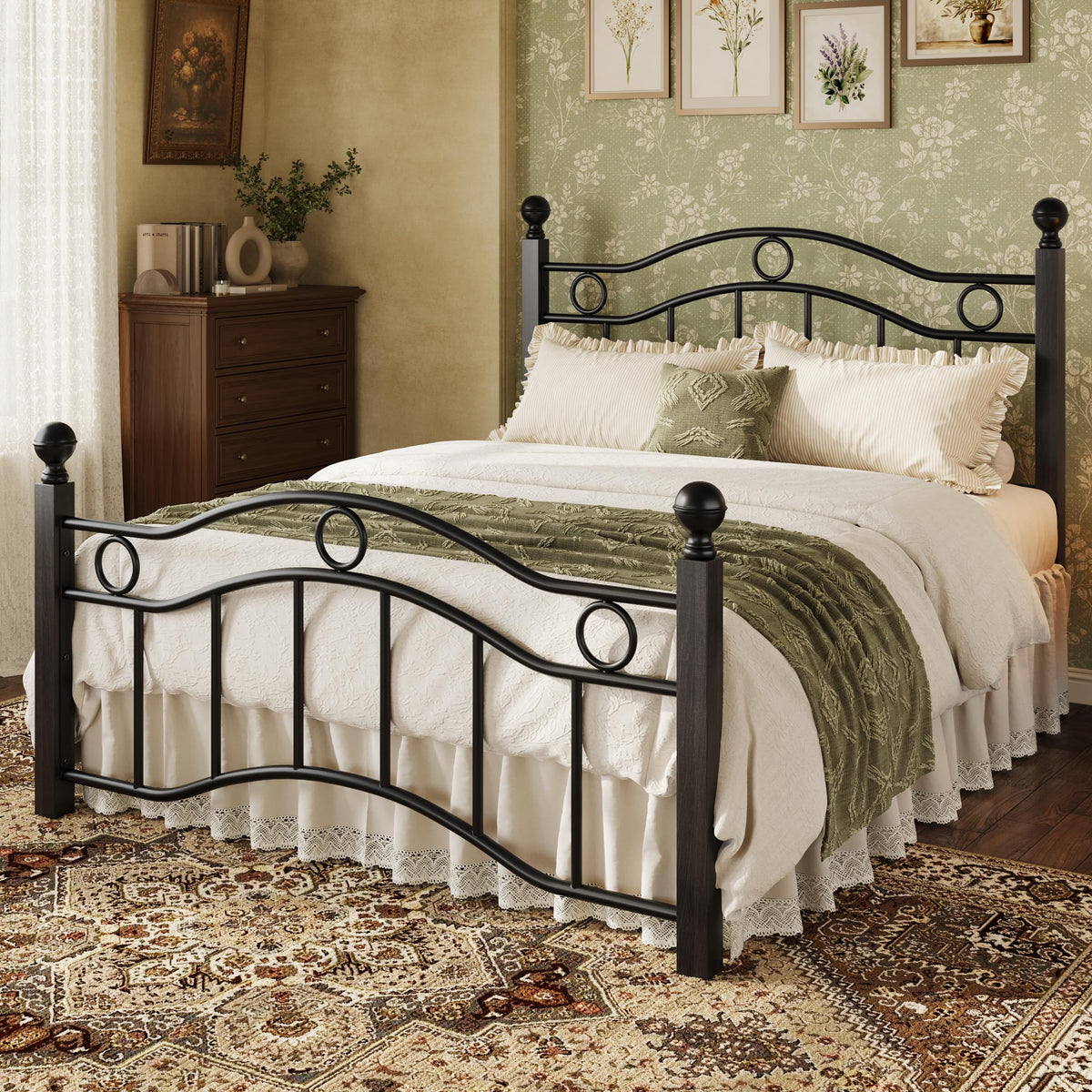 Full Size Black Metal Bed Frame U7848