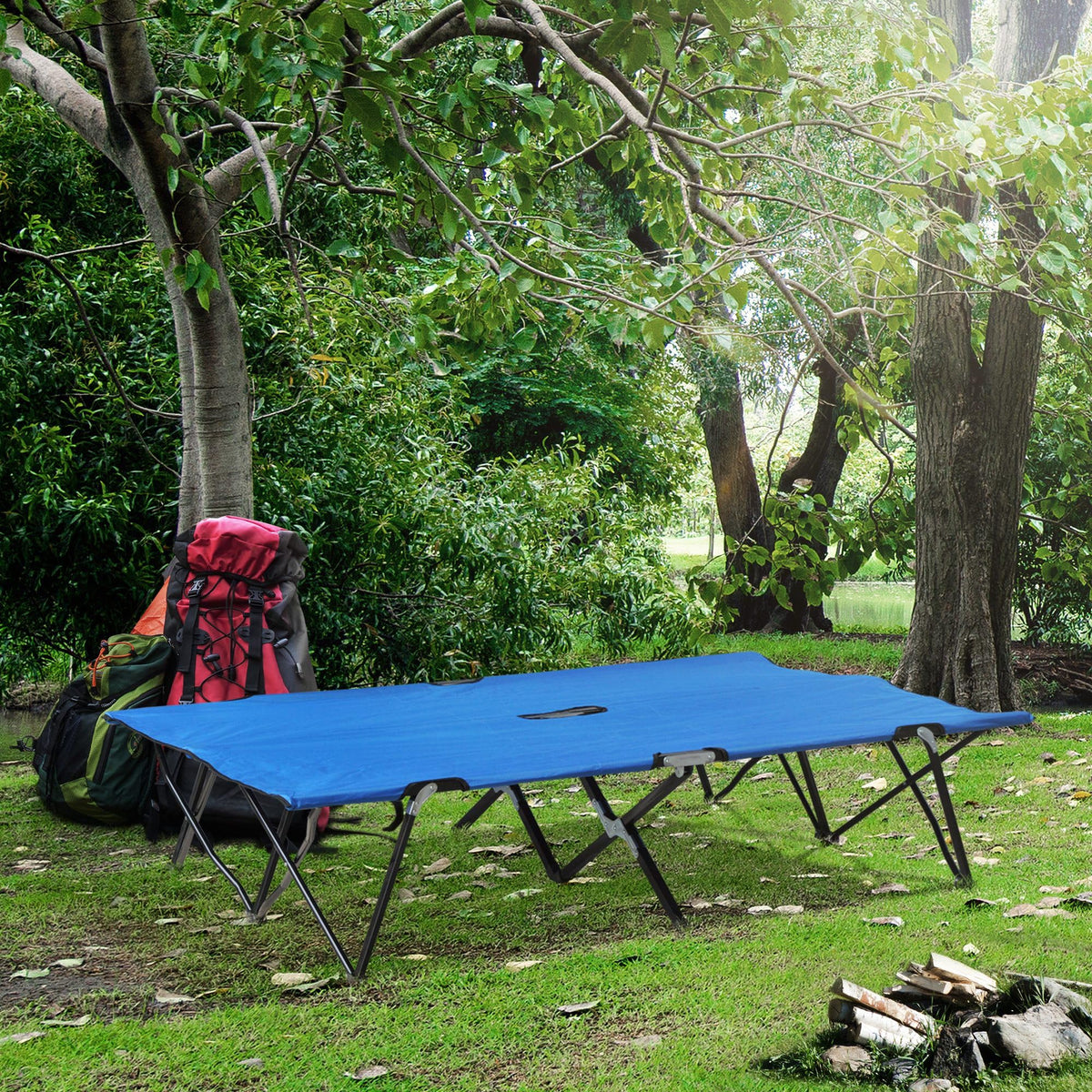 2 Person Folding Camping Cot with Carry Bag E71637